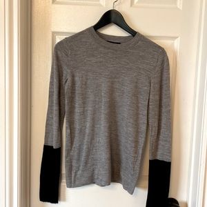 Grey and Black soft Marino wool crew neck sweater from Club Monaco